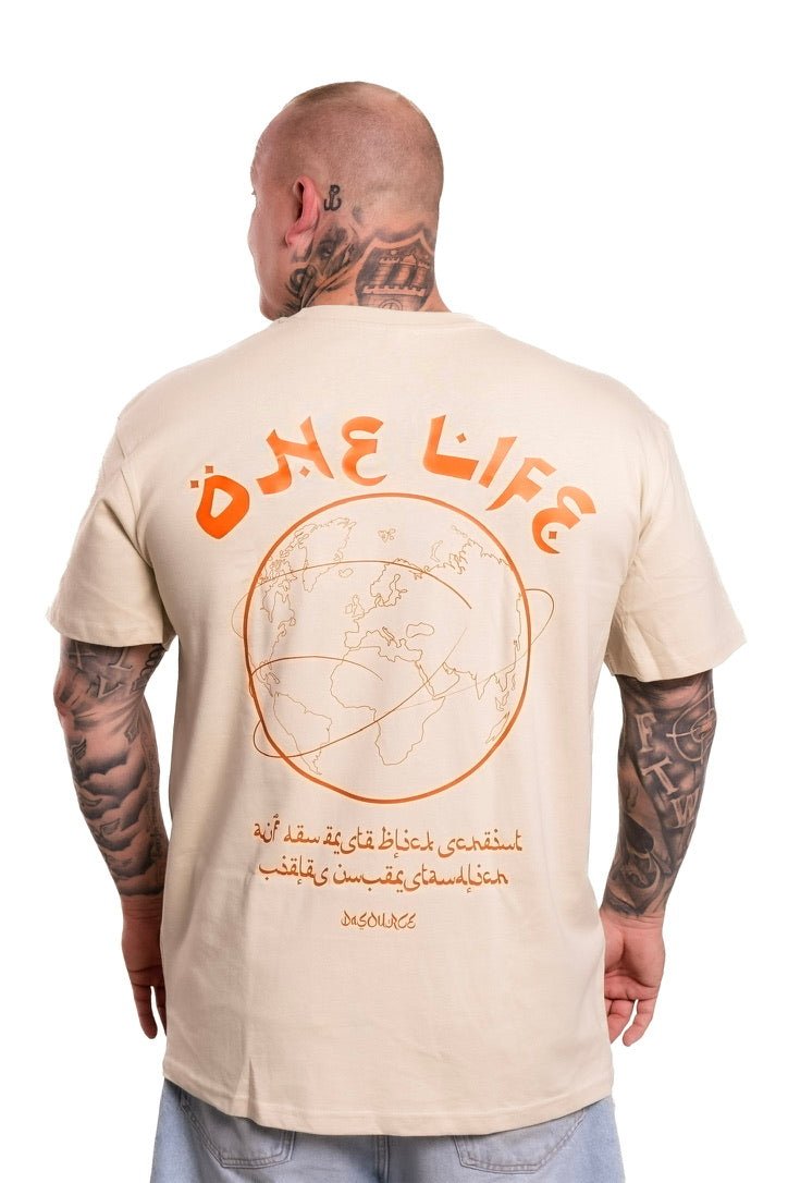 "ONE LIFE" ORANGE Oversized 240g Shirt - dasourceclo.com