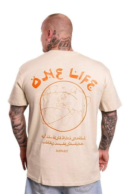 "ONE LIFE" ORANGE Oversized 240g Shirt - dasourceclo.com